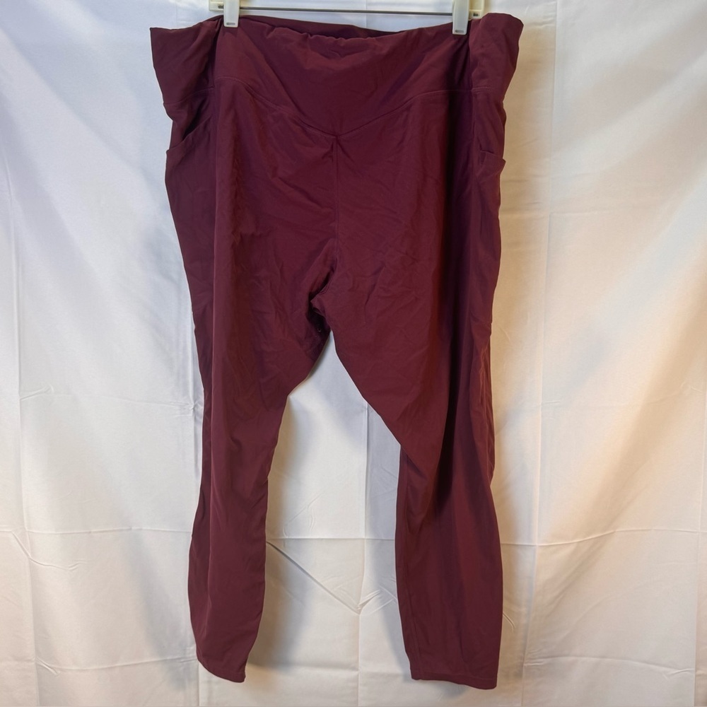 Burgundy Stretchy Knit Leggings with Elastic Waistband Plus Size 4X - Picture 2 of 4